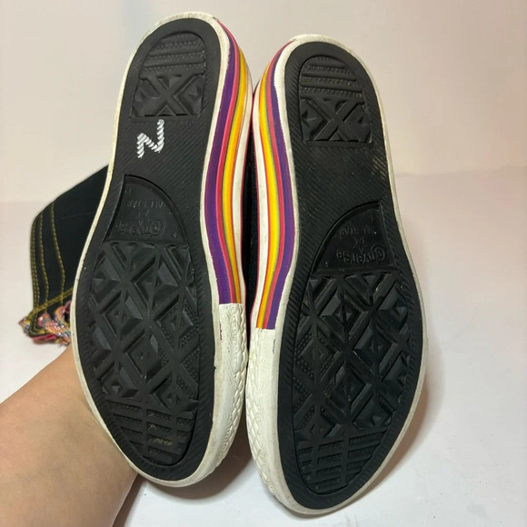 CONVERSE All Star CHUCK TAYLOR Black Rainbow Mid Calf Hi-tops Girls Junior Sz 1 - Picture 9 of 9